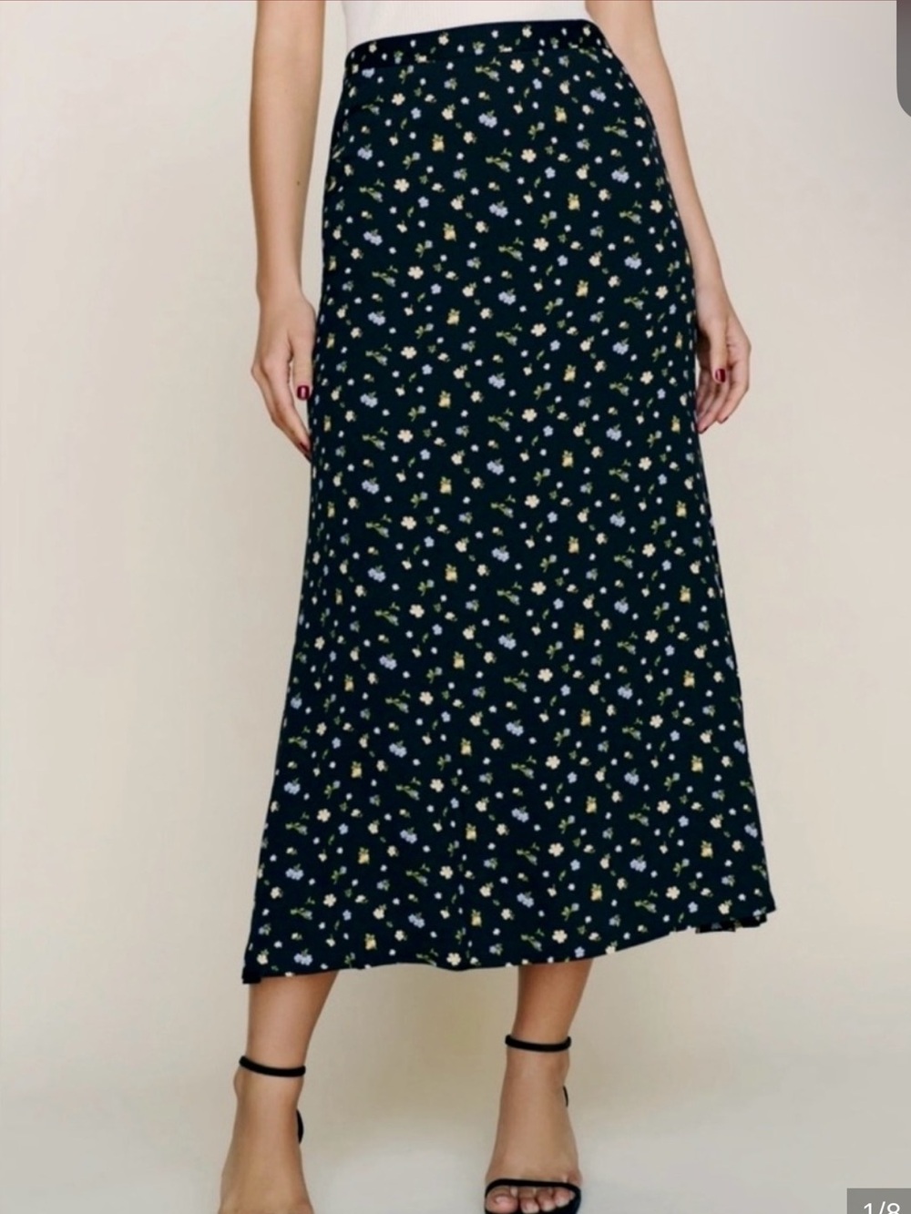 Reformation Bea Midi Skirt in Ditsy floral